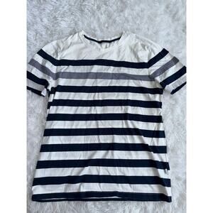 Olzen Men’s Sz. 105 Ivory & Navy Striped Tee. Fantastic Quality & Condition